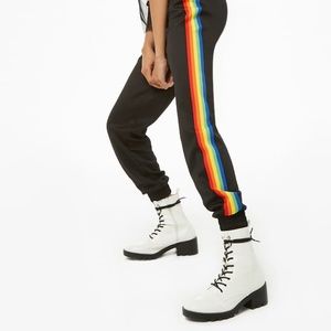 White lace up combat boots